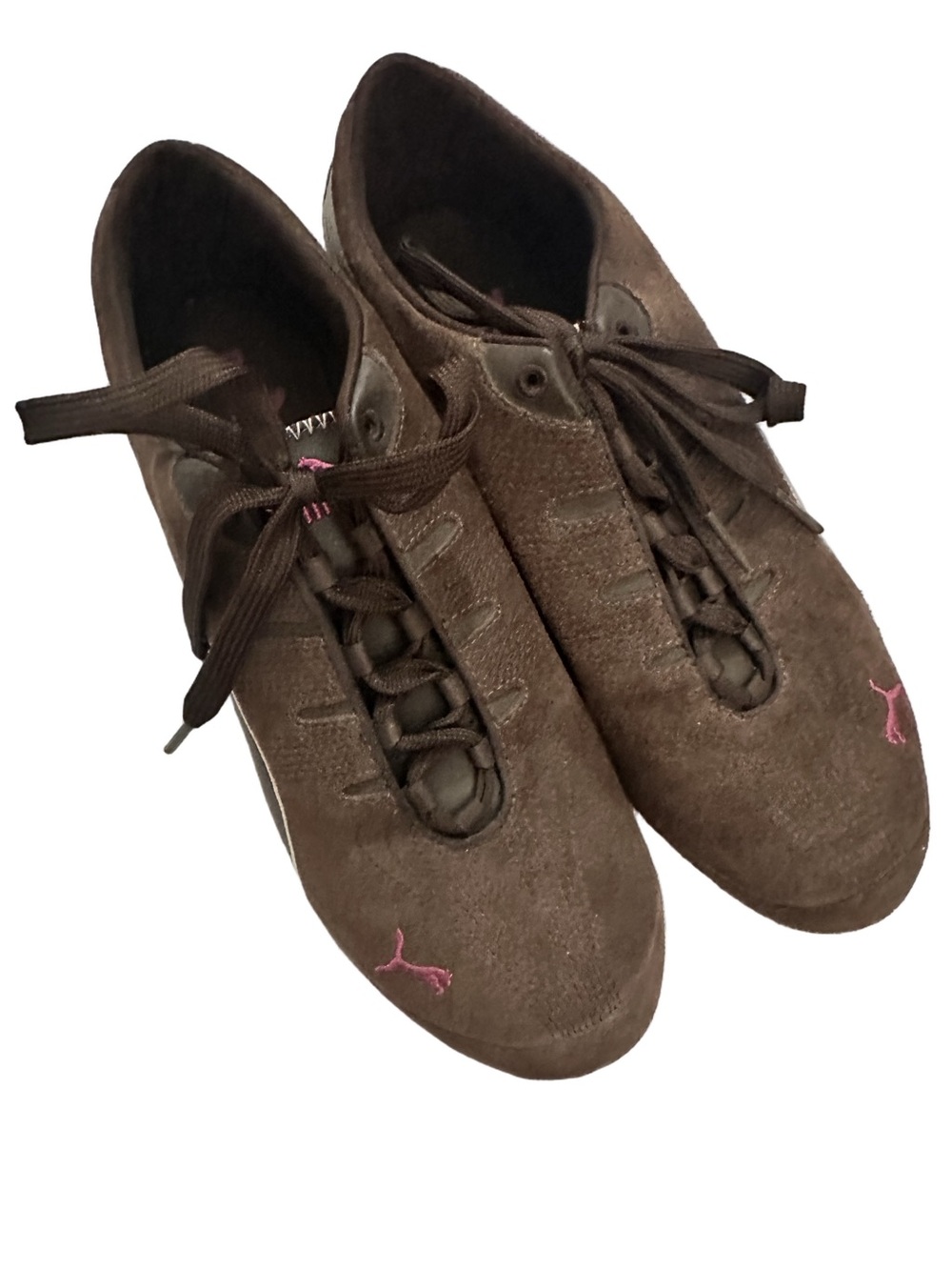 Puma Brown Suede Speedcat Sneakers with Pink Logo Accent Size 10 Retro Street